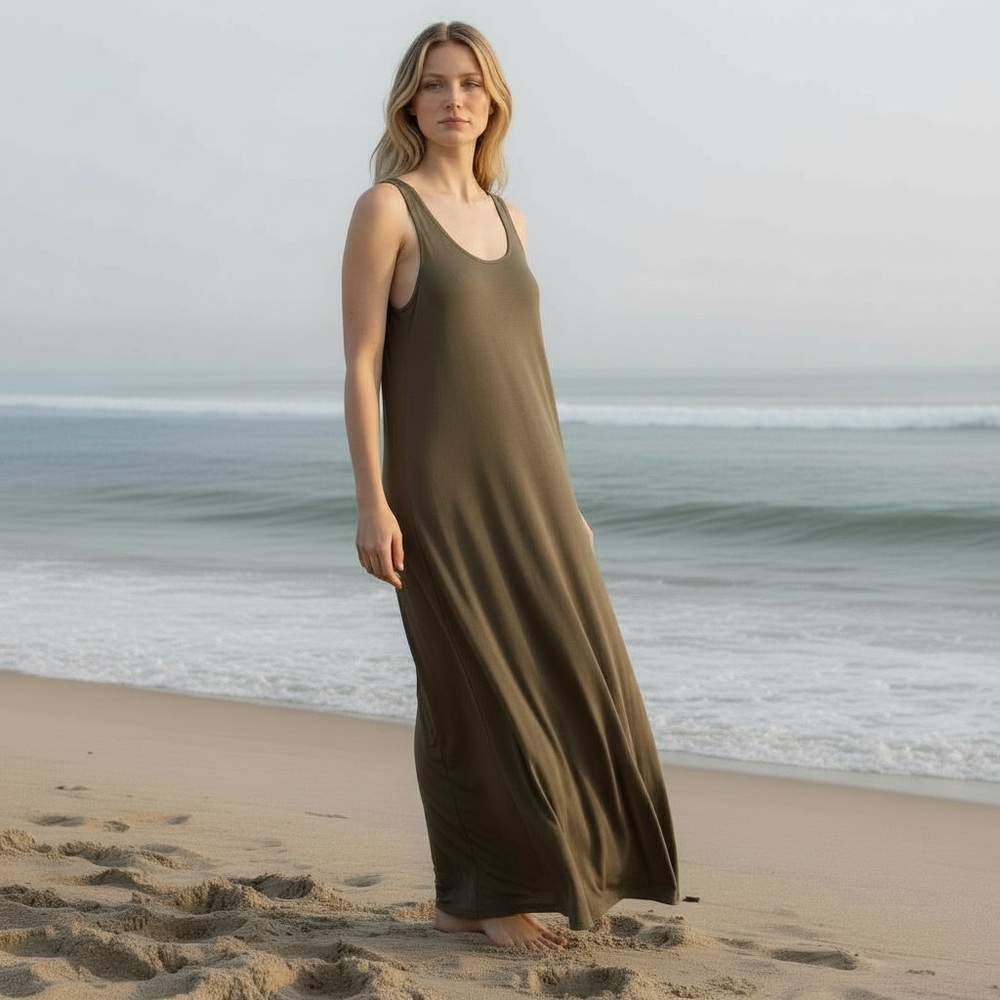 J.‎ Jill Dark Brown Stretch sleeveless tank Dress cotton Comfycore neutral